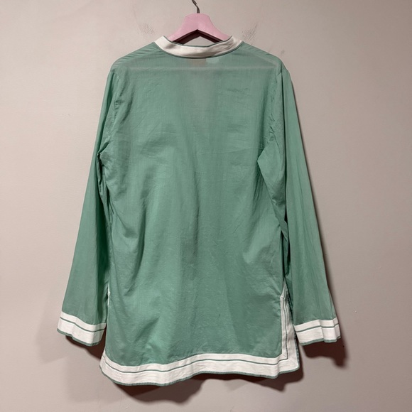 Tory Burch Mint Green & White Long Sleeve Tunic Size 14 - Picture 3 of 9